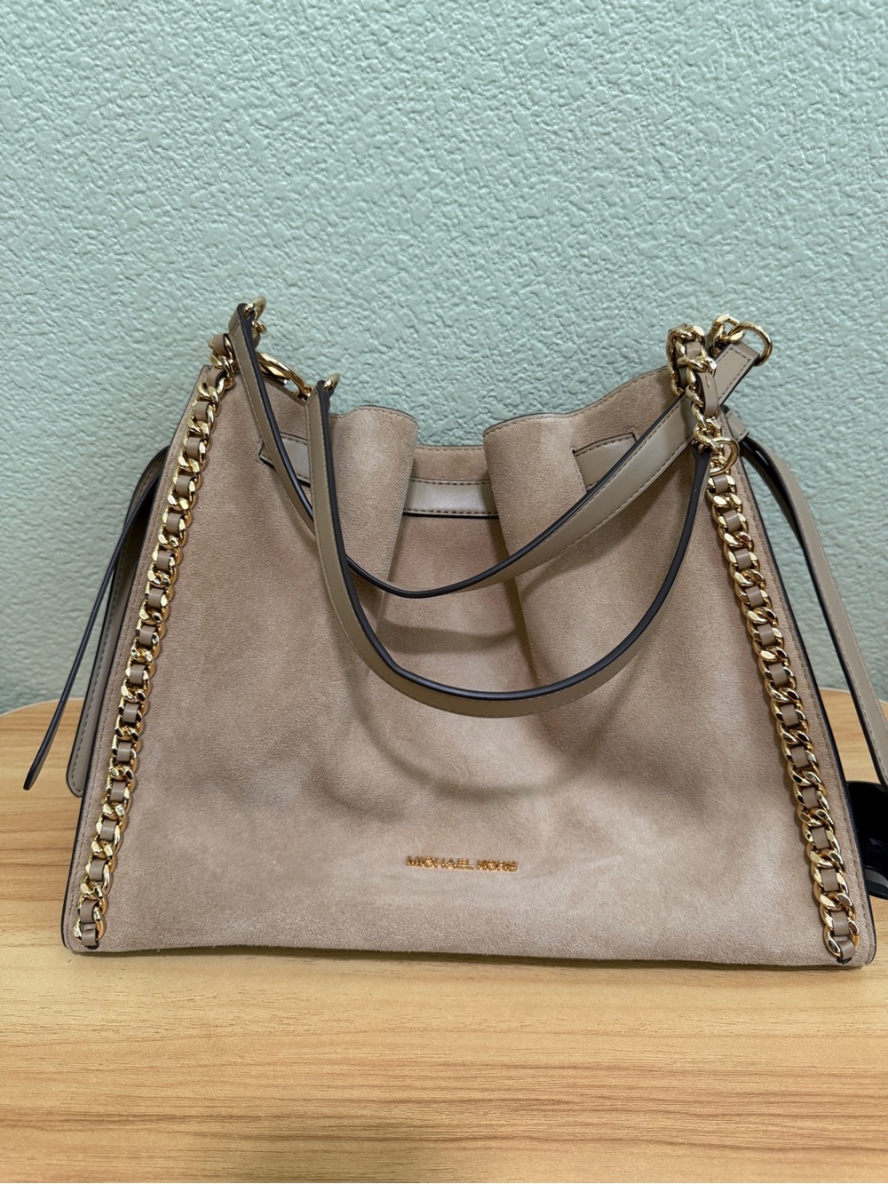Michael Kors Mina Large Suede Chain Shoulder Bag